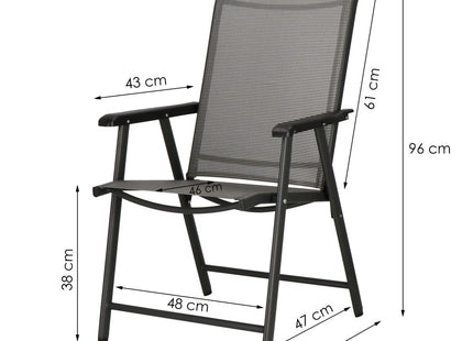 Tuinstoel | Tuinstoelen | Inklapbaar | Aluminium & Textileen | Zwart/Grijs