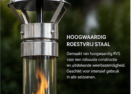 Muntel® Pellet Terras Heater - Terrasverwarmer - Outdoor - Heater - Fire Tube - Pallet - RVS - 34x 44.8x 132.2Cm