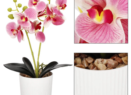 Kunst Orchidee - Kunstplanten -Inclusief Pot - Roze - 33.5 cm
