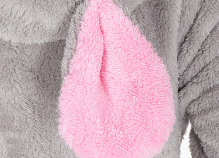 Badjas - Fleece - Konijn - Capuchon - Lichtgrijs - Riem - Maat M/L