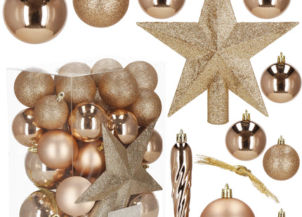 Kerstballen | Mix | 33 Stuks | Rose/Goud