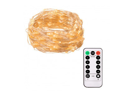Kerstverlichting | 9.9 m + 0.3 m Snoer | Batterij | Inclusief Afstandsbediening | 100 LED | Warm Wit