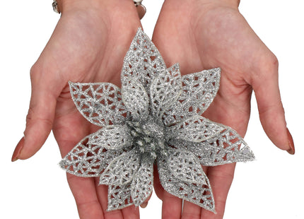 Kerstboomhanger | Met Clip | Ster van Bethlehem | Zilver Glitter | 13 Cm