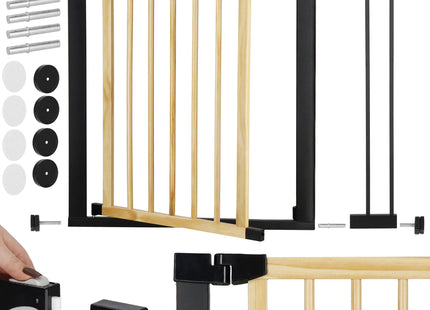 Traphekje | 75 - 96 cm | Traphek | Veiligheidshekje | Metaal | Hout | Zwart/Bruin