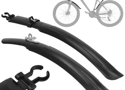 Spatbordenset Voor Mountainbike  - Spatborden Fiets  - Voorwiel - Achterwiel - 2-delige Set - Kunststof - Zwart