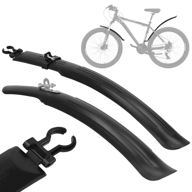 Spatbordenset Voor Mountainbike  - Spatborden Fiets  - Voorwiel - Achterwiel - 2-delige Set - Kunststof - Zwart