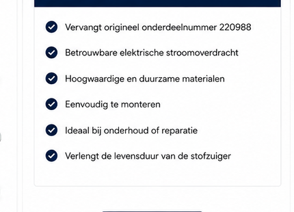 SQOON® Sleepcontact / Veercontact geschikt voor Numatic HVR200 – Set – Vervanger voor 220988