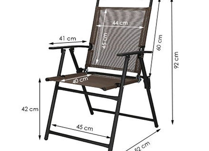 Tuinstoelen | Tuinstoelen | Verstelbare Rugleuning | Inklapbaar | Aluminium & Textileen | 2 Stuks | Bruin/Zwart
