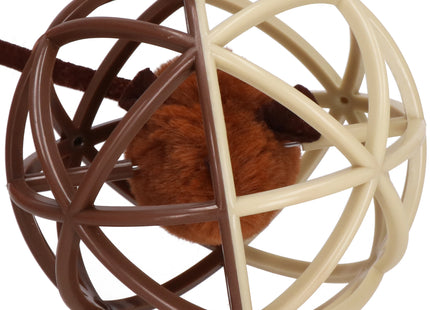 Kattenspeeltjes | Kattenspeelgoed | Bal met Muis | Bruin/Beige | 11 cm