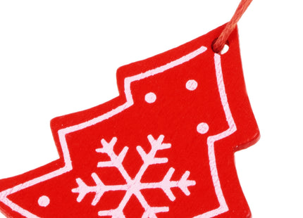 Kersthanger | Kerstbomen | Rood | Hout | 4.5 cm | 3 Stuks