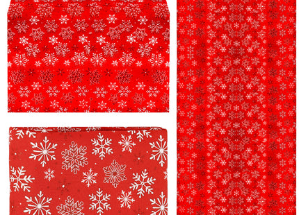 Tafelkleed -Kerst - Sneeuwvlokken- Rood - Polyester - 140 x 220 CM