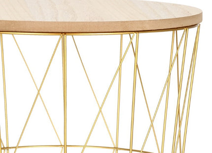 Salontafel | Salontafel Rond | Bijzettafel | 1 Stuk | 40 cm | Goud/Hout