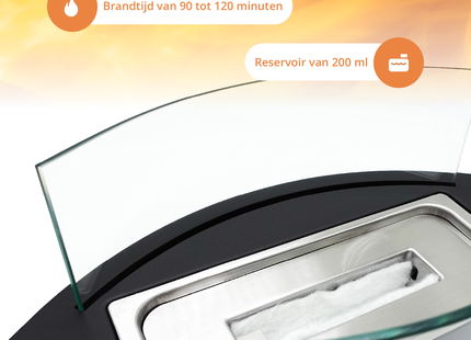 Bio Ethanol Sfeerhaard – Tafelhaard - Binnen &amp; Buiten - Ovaal - Zwart - 35 x 15 x 22 cm