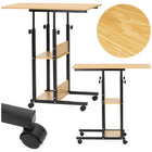 Bureau – Werkbureau – Computer Bureau – Bureautafel – Op Wielen – Verstelbaar - 73-85 X 40 X 80 CM – 20 Kg - Bruin - Metaal - Hout
