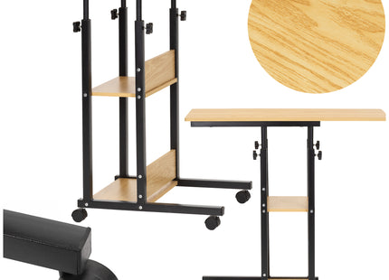 Bureau – Werkbureau – Computer Bureau – Bureautafel – Op Wielen – Verstelbaar - 73-85 X 40 X 80 CM – 20 Kg - Bruin - Metaal - Hout