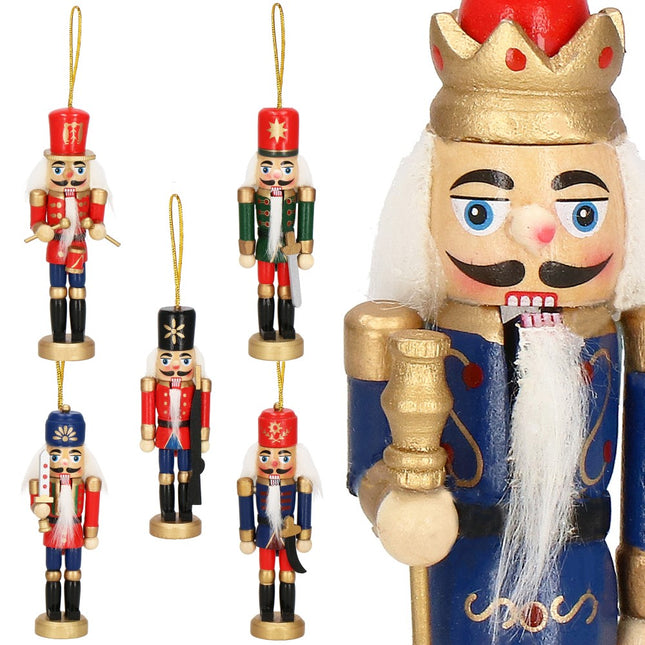 Notenkraker Kerst | 6 Stuks | Blauw/Rood | 12.5 cm