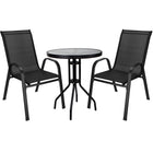 Tuinset - 3 Delig - 2 Stoelen - 1 Tafel - Metaal - Gehard Glas - Zwart