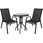Tuinset - 2 Delig - Stoelen -  Salontafel - Metaal - Zwart