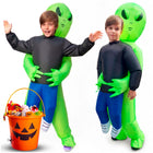 Springos Opblaasbaar Alienkostuum - Halloween Verkleedpak 120-155 cm