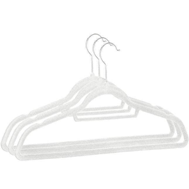 Velours Kledinghangers - 3 Stuks - Draaibaar - Luxe - Wit