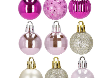 Kerstballen | 54 Stuks | 3 cm | Roze/Goud