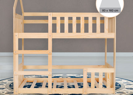 Kinderbed - Stapelbed - Veiligheid - Grenenhout - Trap -  Tot 100 Kg - Lichtbruin - 164 x87x184 cm