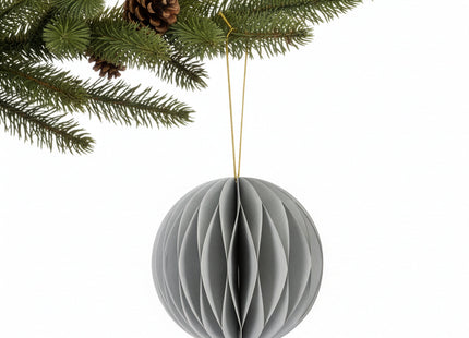 Kerstbal | Papier | 8 Cm | 3D | Grijs  | 6 Stuks