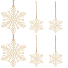 Kerstversiering | Kerstdecoratie voor binnen | Kersthanger | Sneeuwvlok | Hout | 6 Stuks | 7 cm