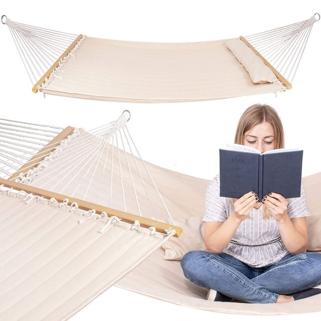 Hangmat | Extra Stevig | Inclusief Kussen | Beige | 200 x 140 cm