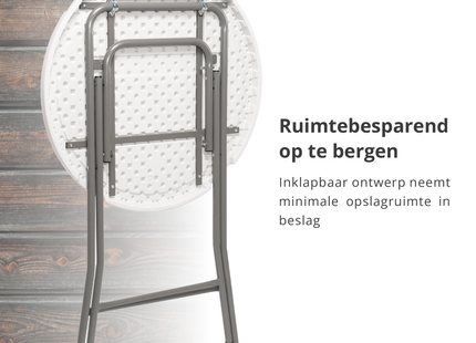 Statafel - Horeca Kwaliteit - Inklapbaar - Met vergrendeling - Extra Stevig - Wit - Ø 80x110cm