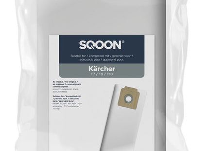 SQOON® Stofzuigerzakken Geschikt voor Kärcher T7 / T9 / T10 3-D - Vervangt 6.904-333.0 / 69043330 / 6.904-335.0 / 69043350 - 5 Stuks