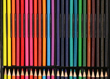 Tekendoos | Tekenkoffer Kinderen | 258 Delig | 47 x 45 x 4 cm | Zwart