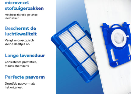 SQOON® Serviceset geschikt voor Philips PowerGo stofzuigers - Gelijk aan model: CP0538/01, Standard-BAG - Perfect voor optimale filtering en stofopvang - 11 Stuks