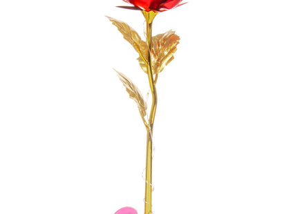Roos | Valentijn | Rozen | LED | 25 cm | Rood/Goud | Multicolor