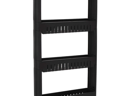 Keukentrolley | Keukentrolley Op Wieltjes | Badkamer Trolley | Opbergrek | 4 Niveaus | 101.5 x 54 x 12.5 cm | Zwart
