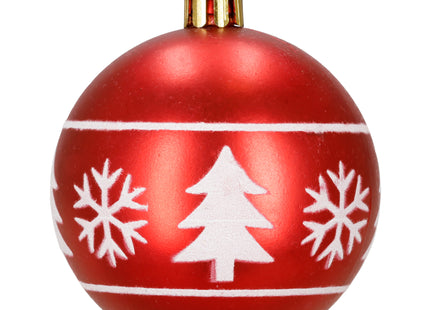 Kerstballen | 12 Stuks | 6 cm | Rood | Figuren