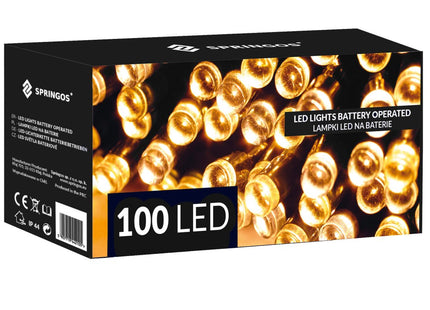 Kerstverlichting | 10,5 m | Batterij | 100 LED | Warm Wit