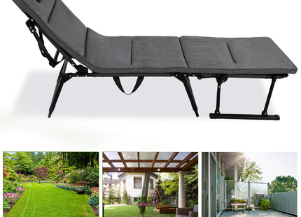 Tuinstoel 2 In 1 |Opvouwbaar | Ligstoel | Verstelbaar | Ergonomische Hoofdsteun | Zwart