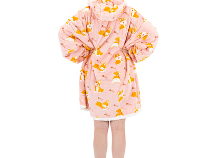Hoodie Deken | Badjas | Deken Met Mouwen | One Size | Honden | Polyster | Roze | Bruin | Wit