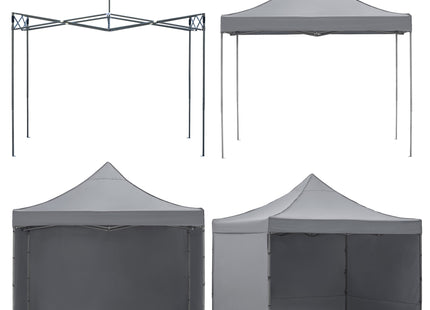 Partytent - 300x300xcm - Hoogte Verstelbaar - PVC - Polyester - Harmonica- Frame - Grijs