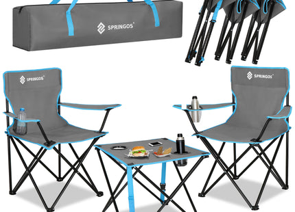 Camping Set | Kampeer Set | Campingtafel |  Campingstoel | Kampeerstoel | Op Vouwbaar | Inclusief Draagtas | Vissen | Blauw/Grijs