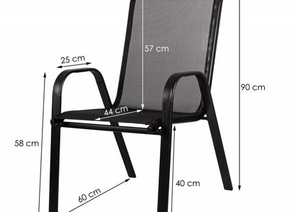 Tuinstoel | Tuinstoelen | Tuinstoel Buiten | Staal & Textileen | 130 kg | Zwart