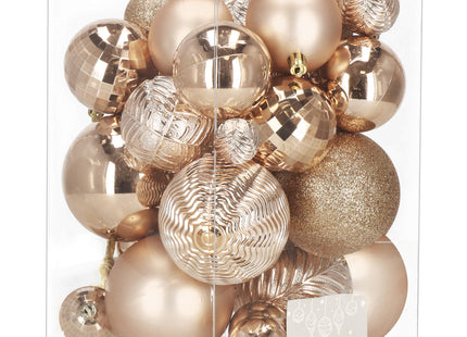 Kerstballen | 33 Stuks | 4/6/8 cm | Roze/ Rosé goud