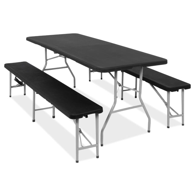 Picknick Tafel Met Bankjes - Campingtafel - Campingset - Tafel - Bankjes - Opvouwbaar - Zwart - 180 x 74 x 74 cm