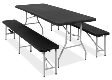 Picknick Tafel Met Bankjes - Campingtafel - Campingset - Tafel - Bankjes - Opvouwbaar - Zwart - 180 x 74 x 74 cm