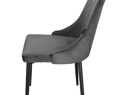 Stoel - Gestoffeerd - Fluwelen - Metaal - Woonkamer - Keuken - Eetkamer - Interieur - Donkergrijs