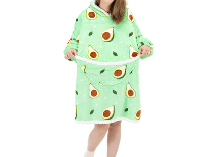 Hoodie Deken | Badjas | Deken Met Mouwen | One Size | Advocado | Polyster | Groen | Bruin