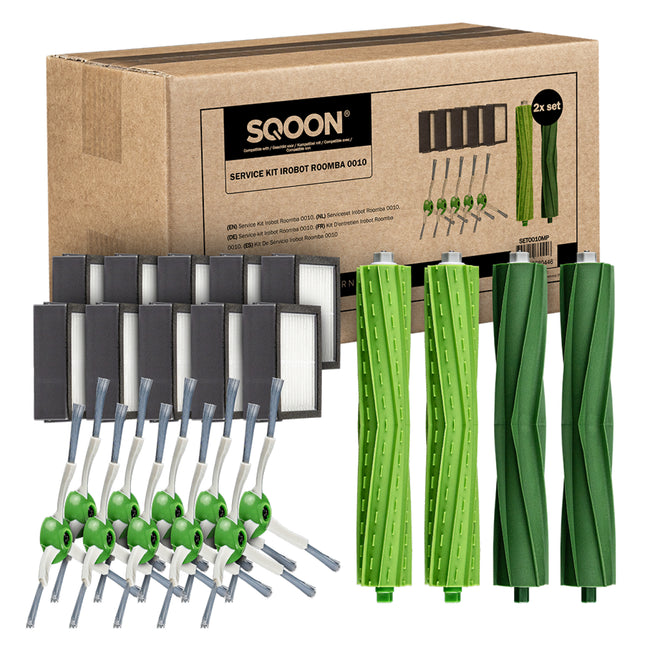 SQOON® Serviceset XL geschikt voor iRobot Roomba i3, i3+, i7, i7+, i4, i6, i6+, i8, i8+, E5, E6, E7, (niet j7 , j7+) - Perfect voor grondige reiniging en eenvoudig zelf te installeren