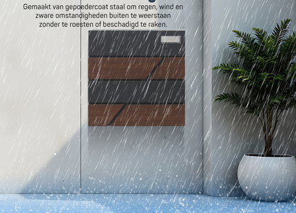 Brievenbus - Wandbrievenbus - Hangend - Staal - Antraciet - Houtlook - 10,5 x 37 x 37 cm