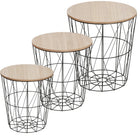 Salontafel | Salontafel Set | Rond | 3-Delig | Zwart/Hout